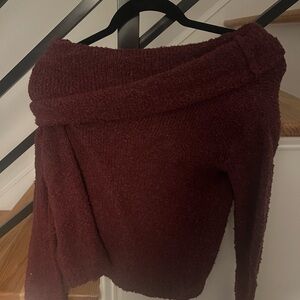 Cozy Burgundy Off-Shoulder Sweater
